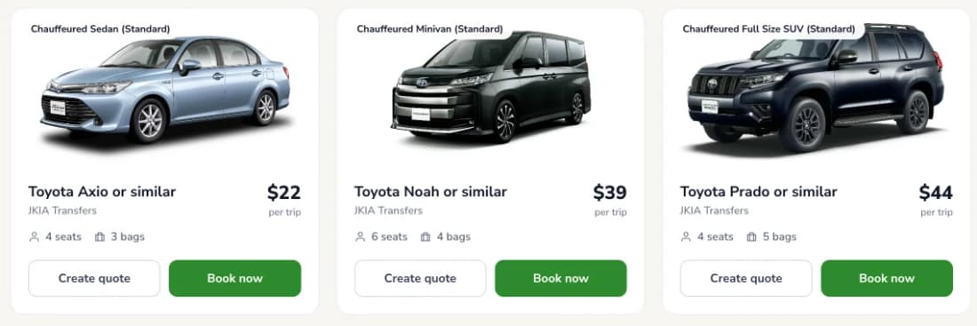 Vehicle results with live rates